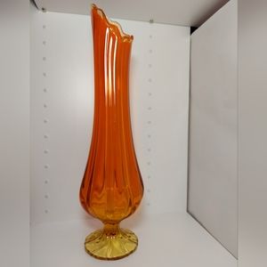 L E Smith Amberina Pedestal Swumg Vase 16"